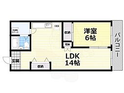 ハイキャッスルビル 1LDKの間取図画像