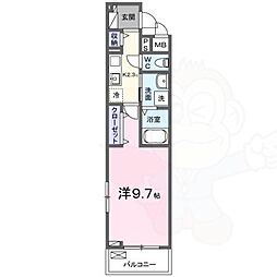 ヒカルサ堺市文珠橋通1 3階1Kの間取り