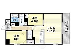 南海線 堺駅 徒歩11分の賃貸マンション 11階2LDKの間取り