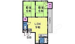 プラザ三国ヶ丘 2LDKの間取図画像
