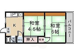 昭喜ハイツ 2DKの間取図画像