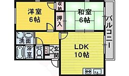 リーベル藤C 2LDKの間取図画像