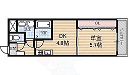 Krehl宿院 1DKの間取図画像