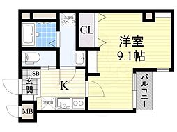 エヌエムキャラントサンクサウス 1Kの間取図画像