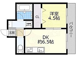 ファイブコート宿院 1DKの間取図画像