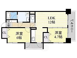 プライムハイツ南花田 2LDKの間取図画像