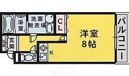 クローバーハウス 1Kの間取図画像