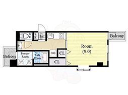 キャピタルライフ 8階1Kの間取り