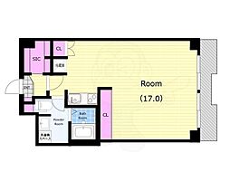 サンライズ山輝 ワンルームの間取図画像