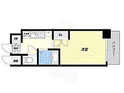 エスリード難波駅前 1Kの間取図画像