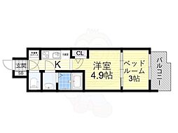 セレニテ東梅田アリエ 2Kの間取図画像