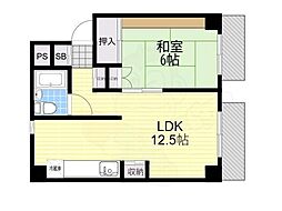 シルバーハイツPART1 ワンルームの間取図画像
