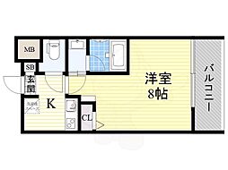 ゲートコート大阪福島 1Kの間取図画像