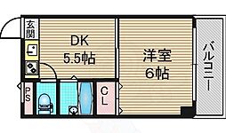 パレス北梅田 1DKの間取図画像