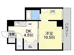 P-court海老江 1DKの間取図画像