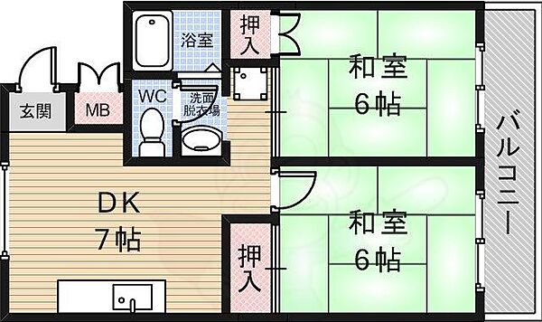 住吉ハイツ ｜大阪府池田市住吉１丁目(賃貸マンション2DK・4階・42.00㎡)の写真 その2