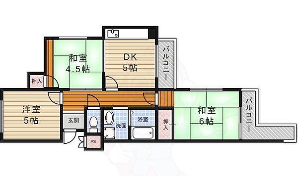 エスポアール池田 ｜大阪府池田市鉢塚２丁目(賃貸マンション3DK・2階・57.95㎡)の写真 その2