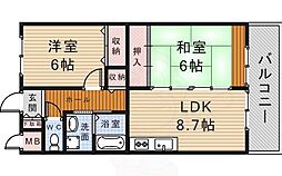 リヴィエルコート西本町 2LDKの間取図画像