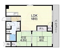 ハイツ木下 2LDKの間取図画像