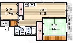 ハイツ百楽荘 2LDKの間取図画像