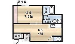 南ハイツ 1DKの間取図画像