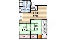 旭ケ丘コーポ 2LDKの間取図画像