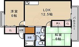 クレセント石橋 2LDKの間取図画像