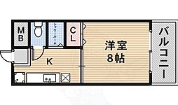 ルミエール箕面 1Kの間取図画像