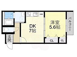 フジパレス池田天神EAST 1DKの間取図画像