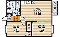 ルーミナス池田3 2LDKの間取図画像