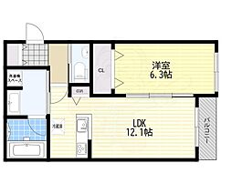 Fiore室町 1LDKの間取図画像