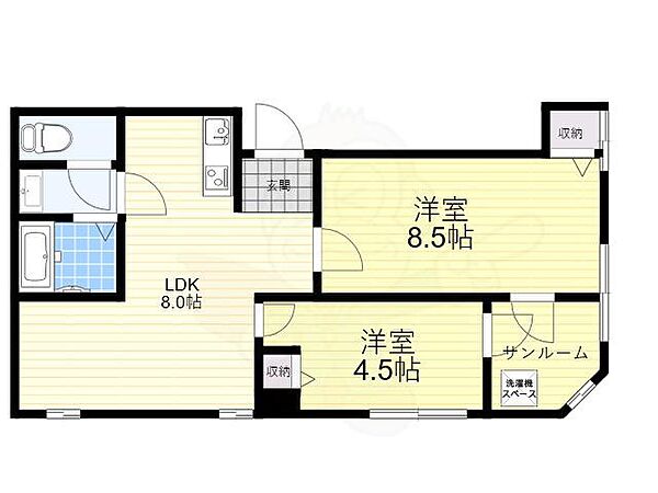 プティ春日出北 ｜大阪府大阪市此花区春日出北１丁目(賃貸アパート2LDK・2階・45.00㎡)の写真 その2