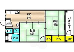 マンション浩運社 2DKの間取図画像