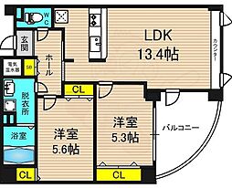 ラ・ポルト福島 2LDKの間取図画像