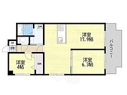 朝日プラザ千鳥橋 2LDKの間取図画像