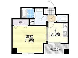 阪神ハイグレードマンション11番館 1Kの間取図画像