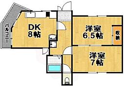 伊藤マンション 2DKの間取図画像