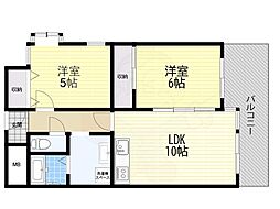 センターヒル千舟 2LDKの間取図画像