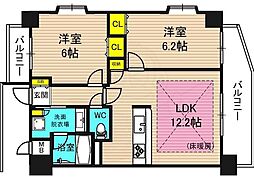 ル・ドゥーズィエム・シャピトゥル福島 2LDKの間取図画像