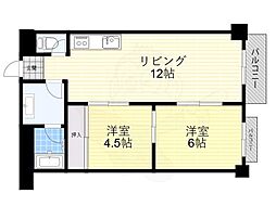 リバーサイド新淀ハイツ 2LDKの間取図画像