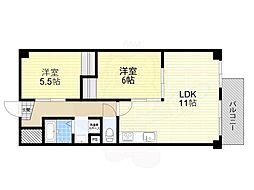 コンフィデンス西本町 2LDKの間取図画像