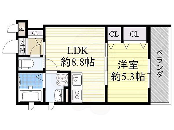 大阪府大阪市淀川区加島４丁目(賃貸アパート1LDK・1階・33.93㎡)の写真 その2