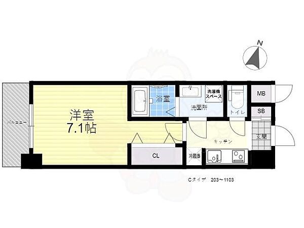 S-RESIDENCE三国WEST 603｜大阪府大阪市淀川区新高３丁目(賃貸マンション1K・6階・24.30㎡)の写真 その2