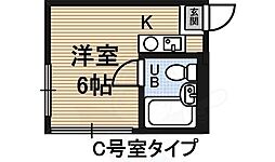 新大阪サンマンション2号館 ワンルームの間取図画像