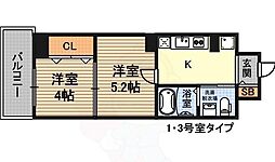 エグゼ新北野 10階2Kの間取り
