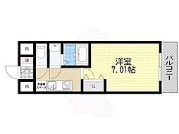Alivis Shimo-Shinjo SoL TERRAC 1Kの間取図画像