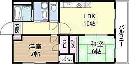 ウエストコート新大阪 2LDKの間取図画像