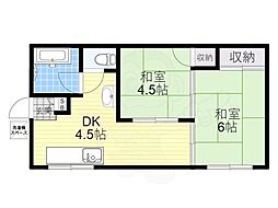 小林マンション 2DKの間取図画像