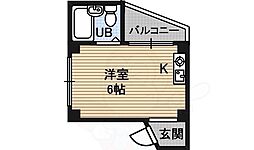 淡路西山ビル ワンルームの間取図画像