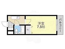 第一嵯峨ハイツ 1Kの間取図画像